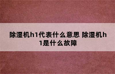 除湿机h1代表什么意思 除湿机h1是什么故障